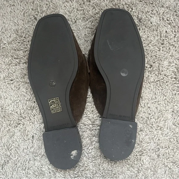 Tory Burch Georgia Suede Mules Dark Brown - Picture 3 of 3